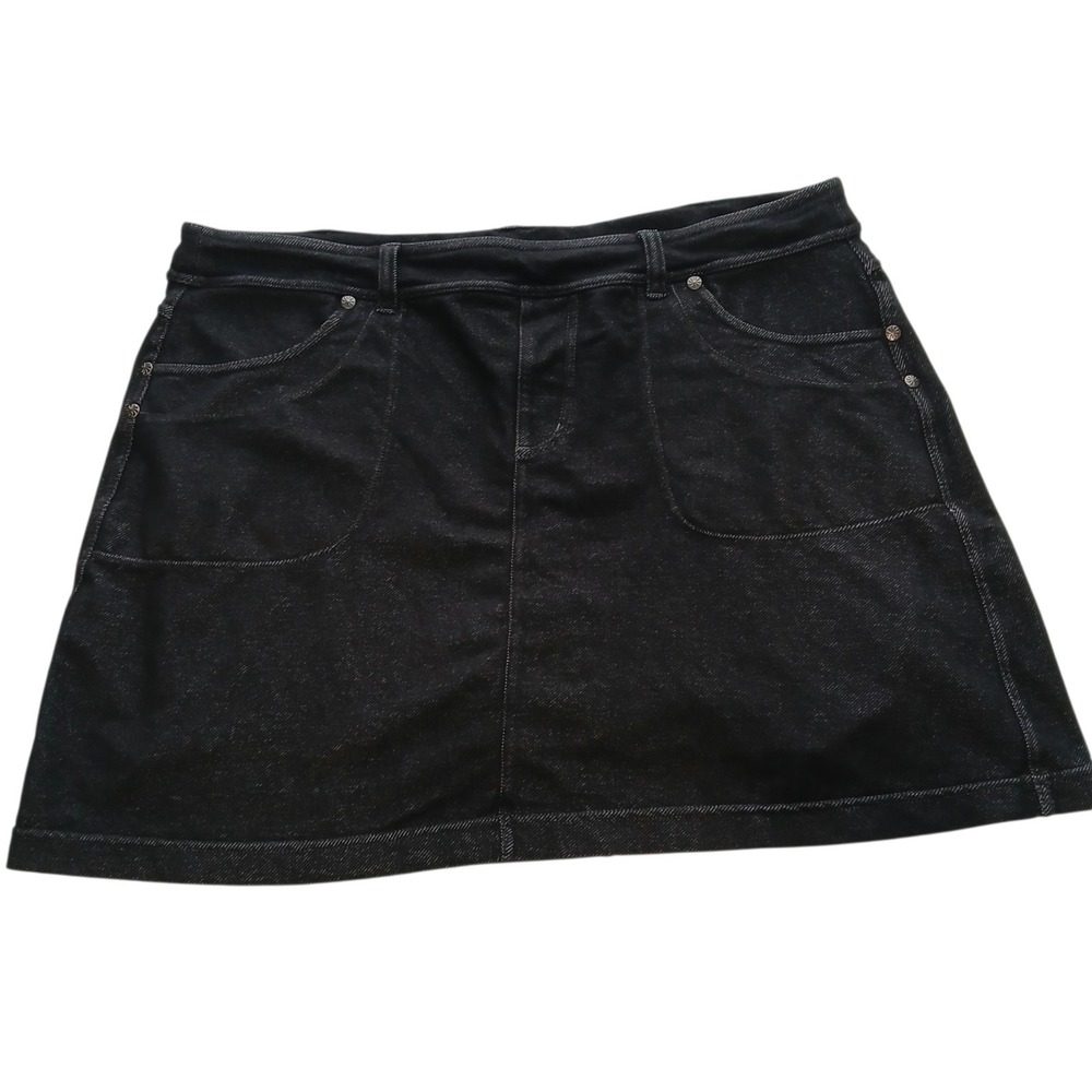 Athleta Bettona Classic Faux Denim Skort Skirt Pockets Black Gray Size Large
